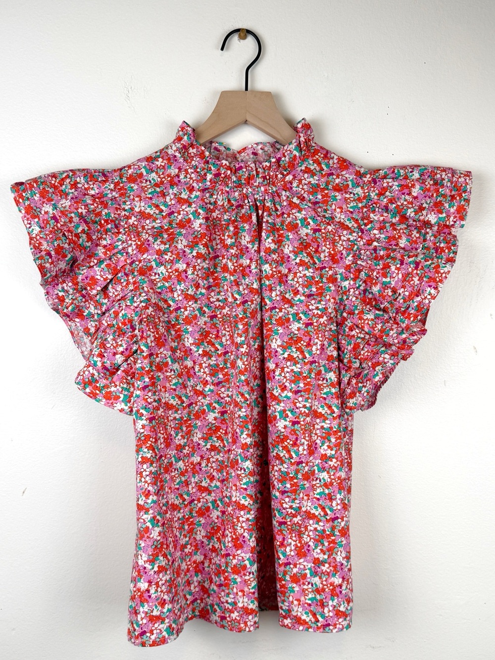 THML Multicolor Floral Blouse in Pink, Red, Orange  & Teal medium